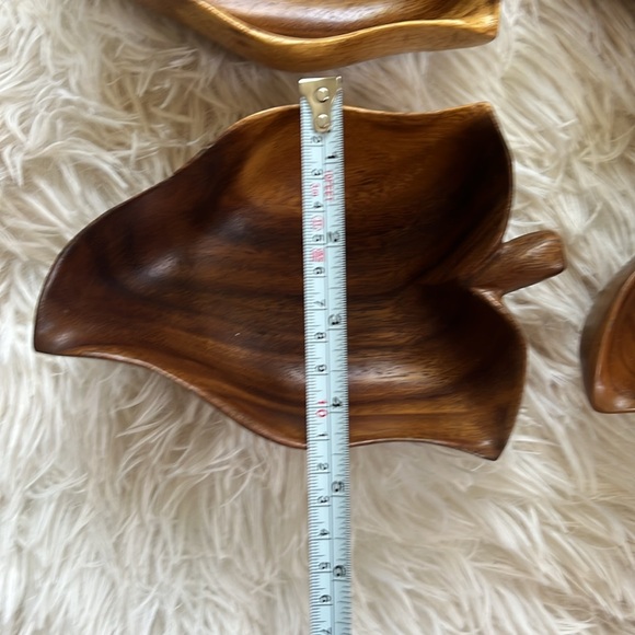 Vintage Monkey Pod Bowls Leaf Shaped Set of 4 MCM Mid Century Modern - Picture 7 of 9
